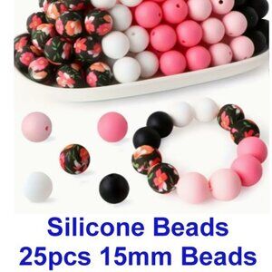 Silicone Beads 25pcs 15mm Beads